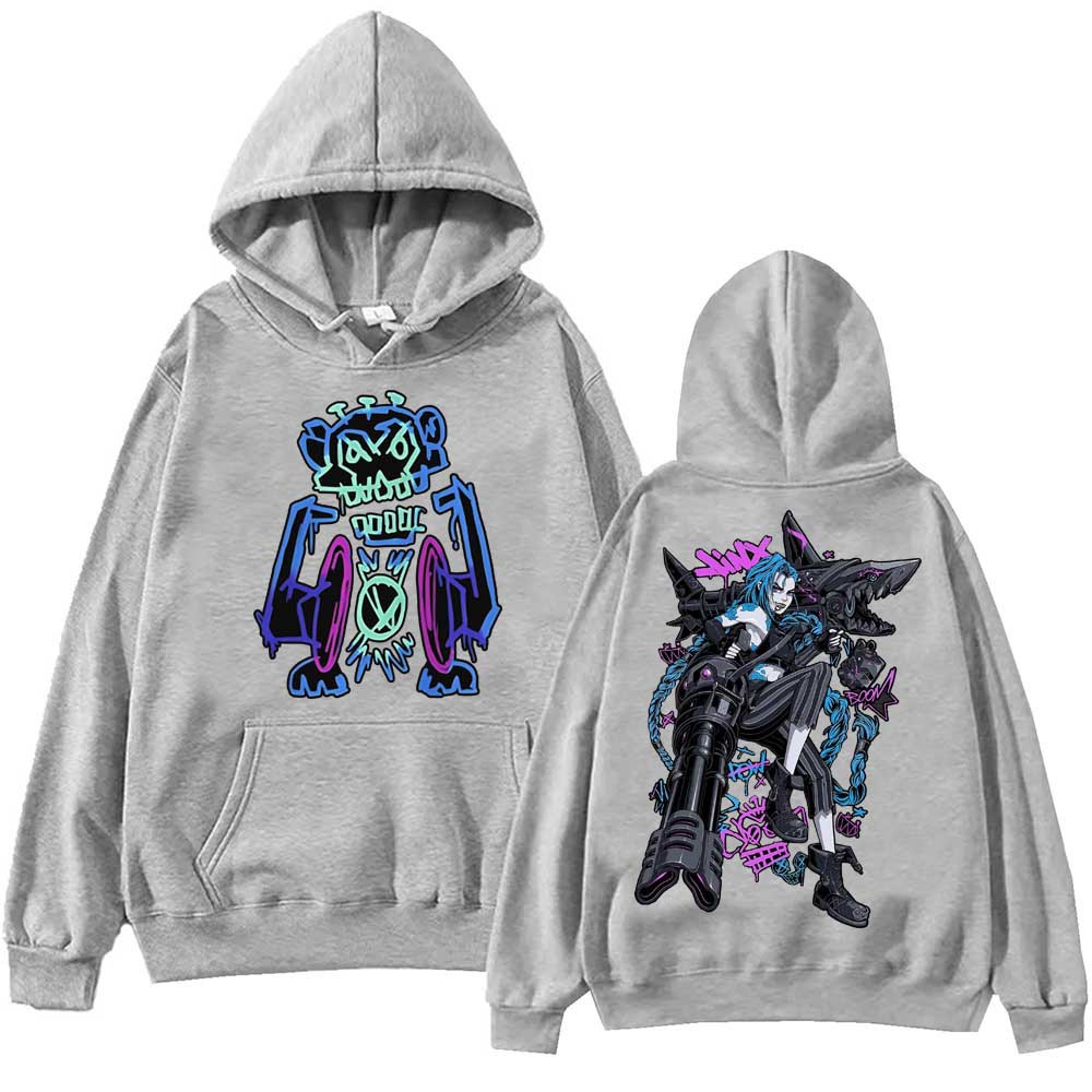Arcane Jinx Graffiti Hoodie Harajuku Hip Hop Pullover Tops