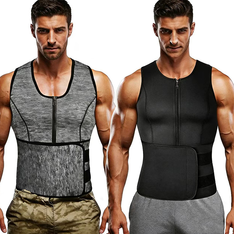 Men's Neoprene Nylon Waist Trainer Fitness Sweatshirt Abdominal Control Home Sauna Workout Vest