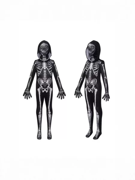 Halloween children's skeleton hooded jumpsuit costume horror dance party festival performance outfit cross-border