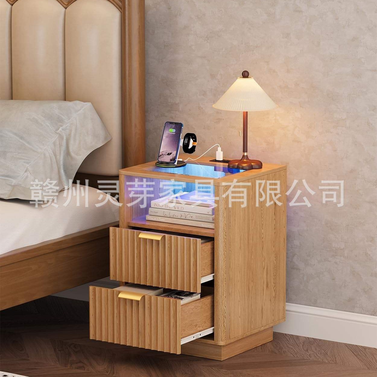 Mesita de noche personalizada transfronteriza con luces LED, recargable, pequeña, sencilla, moderna, para el hogar