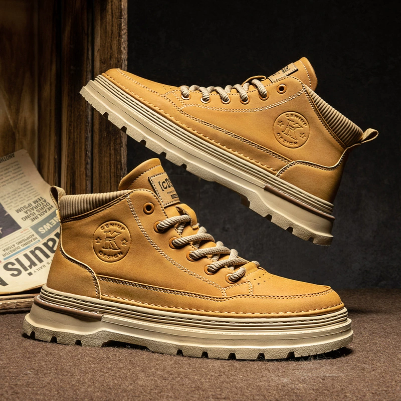 2023 Осенняя Новая мужская спортивная обувь для высоких бортов, Повседневная Уличная обувь на толстой подошве в стиле ретро