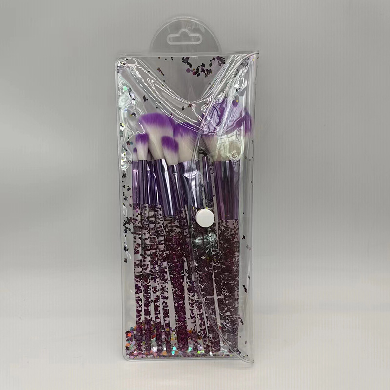10 pinceles de maquillaje traje conjunto completo cristal transparente arenas movedizas cebolla en polvo herramientas de belleza cepillo suelto cepillo de sombra de ojos al por mayor