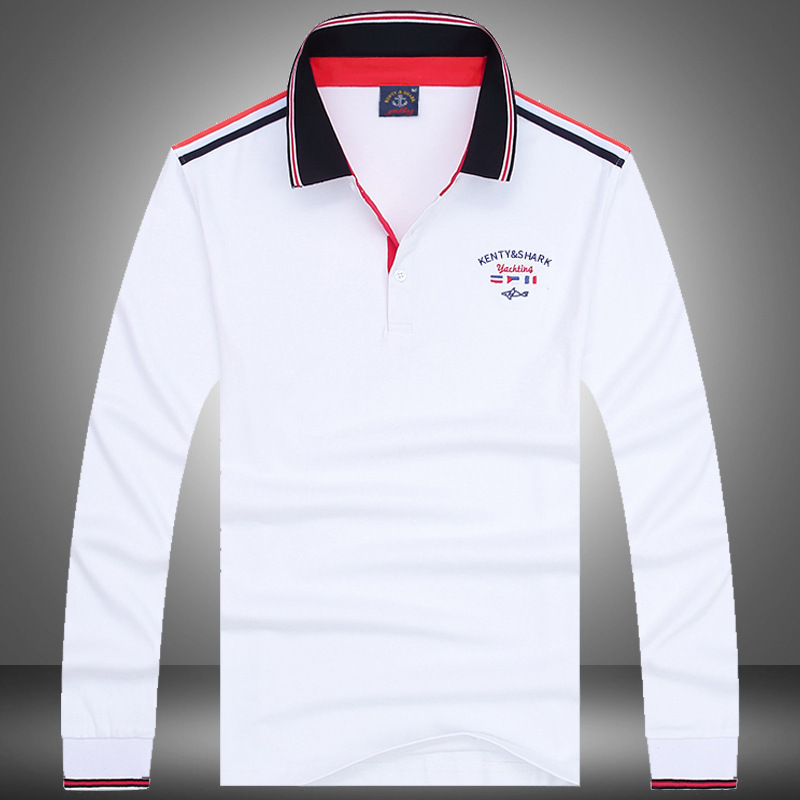 [PA] Kendi Shark Men's T-shirt Lap Long Sleeve Business Casual Large Size Embroidered Long Sleeve Plus Size 632