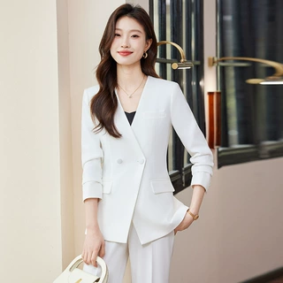 黑色西装套装女职业正装春秋高级感气质工作服小个子收腰西服外套