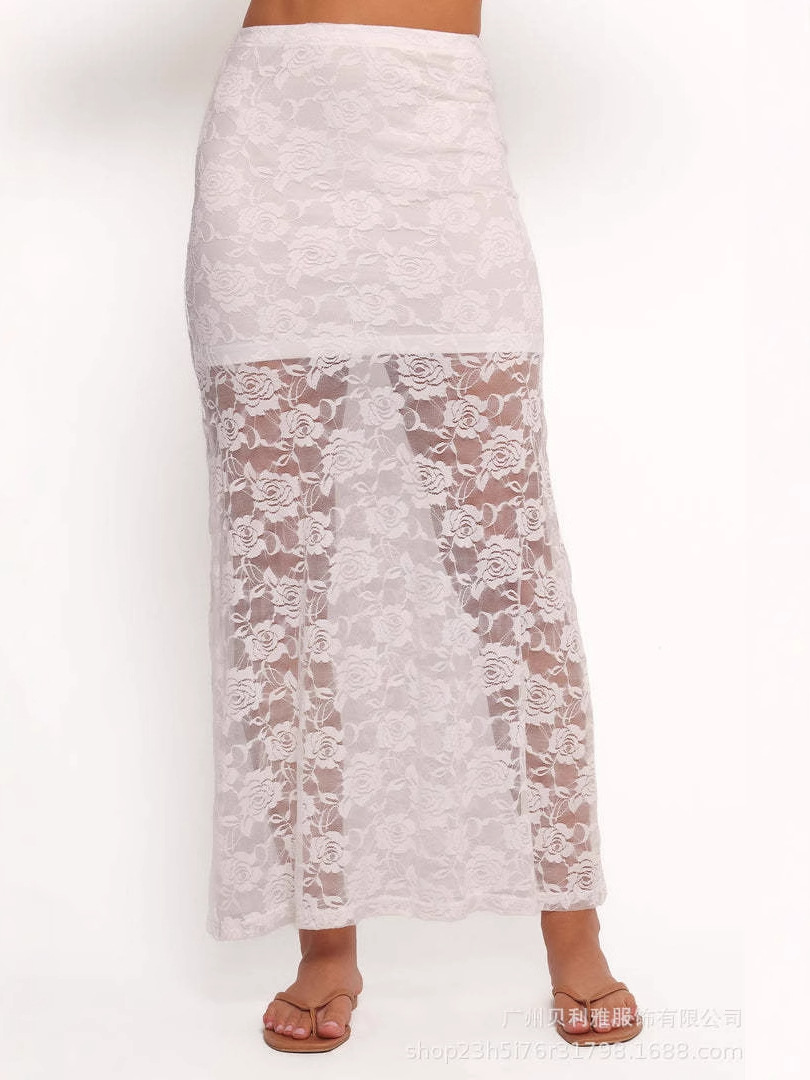 Long summer sexy lace elegant design long skirt