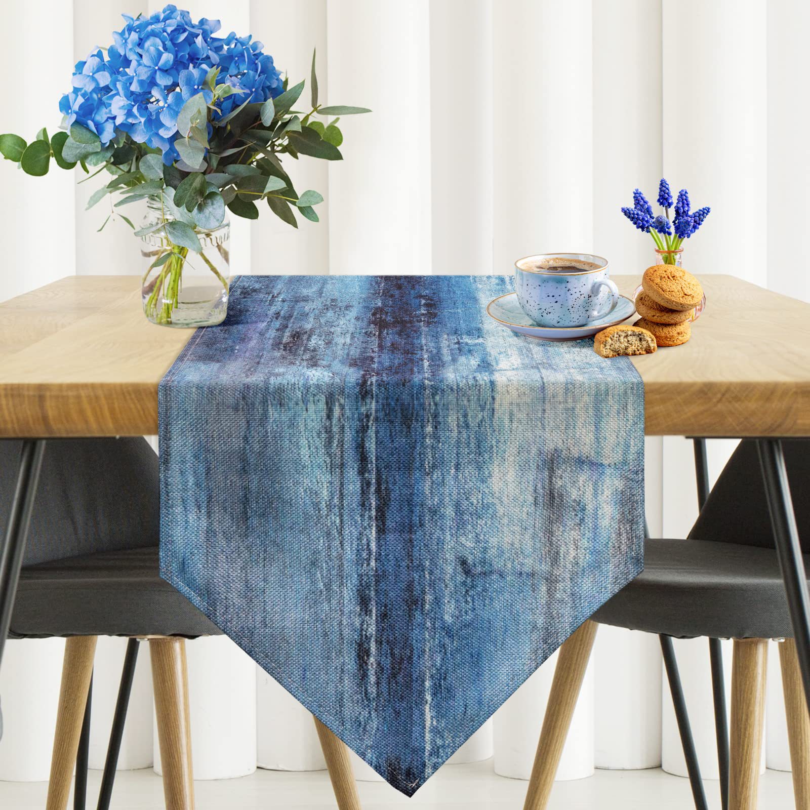 Pintura al óleo triángulo camino de mesa de tela de lino Toalla de mesa de impresión decorativa estera lavable té arte estera arte estilo retro