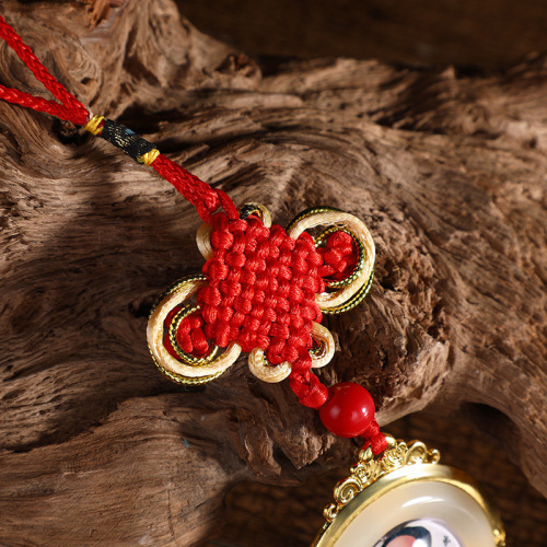 New style ethnic feng shui crystal glass head portrait picture car pendant white jade green jade influence car interior decoration 