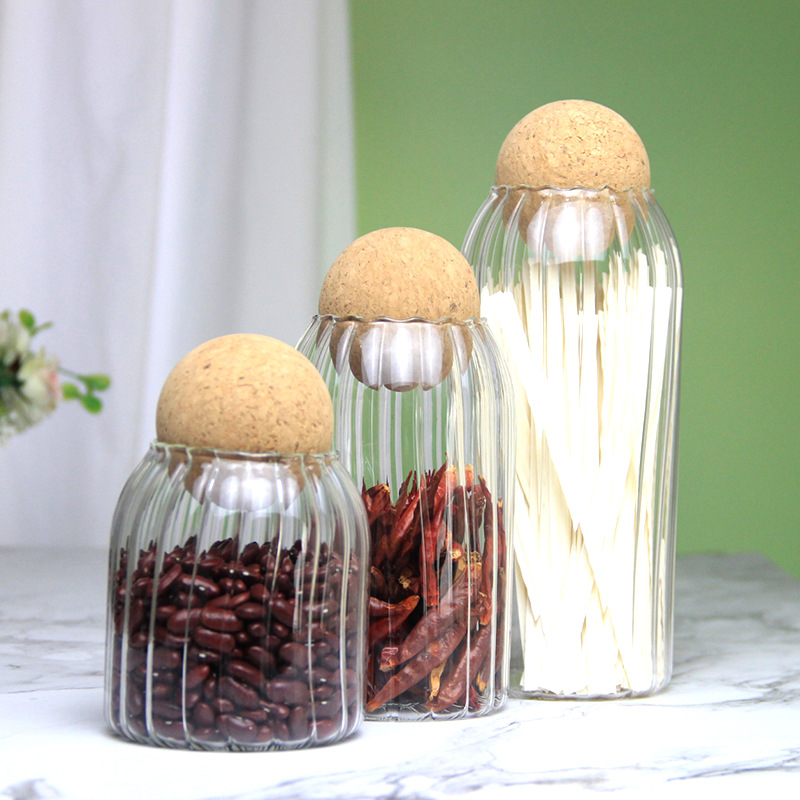Tarro de almacenamiento de vidrio de corcho frasco de almacenamiento de granos de café hogar granos de frutas secas té especia botella de almacenamiento de vidrio