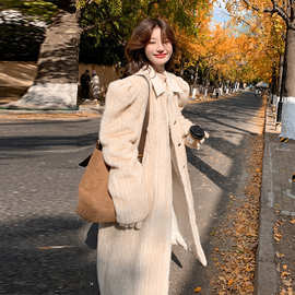 实拍韩版长款过膝皮领水貂绒大衣女2024年冬季新款加厚毛绒绒外套