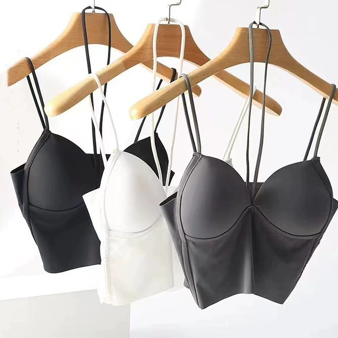 Интернет-знаменитости Горячая девушка Сексуальный летний ледяной Шелковый бюстгальтер Цельный Холтер камзол Верхняя одежда Трубка Верхняя подкладка Красивая спина Женщины