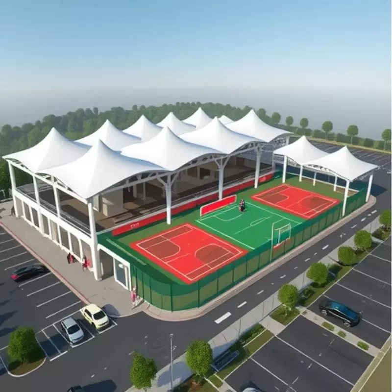 户外景区商业广场体育场馆膜结构学校操场舞台钢结构张拉膜遮阳棚