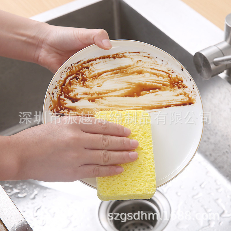 2.5cm加厚木浆绵厨房洗碗木浆清洁海棉加厚洗碗巾清洁百洁布 抹布