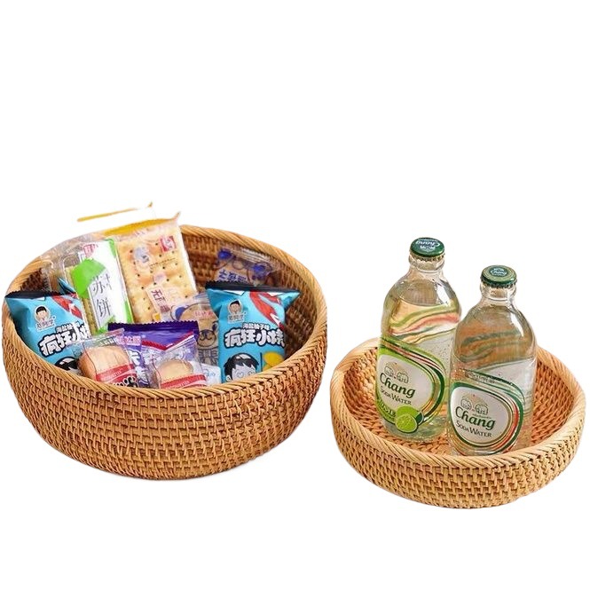 Cestas de almacenamiento de frutas de caña trenzadas vietnamitas canasta de sala de estar casera de bocadillos cestas de dulces creativas canasta de frutas secas caja