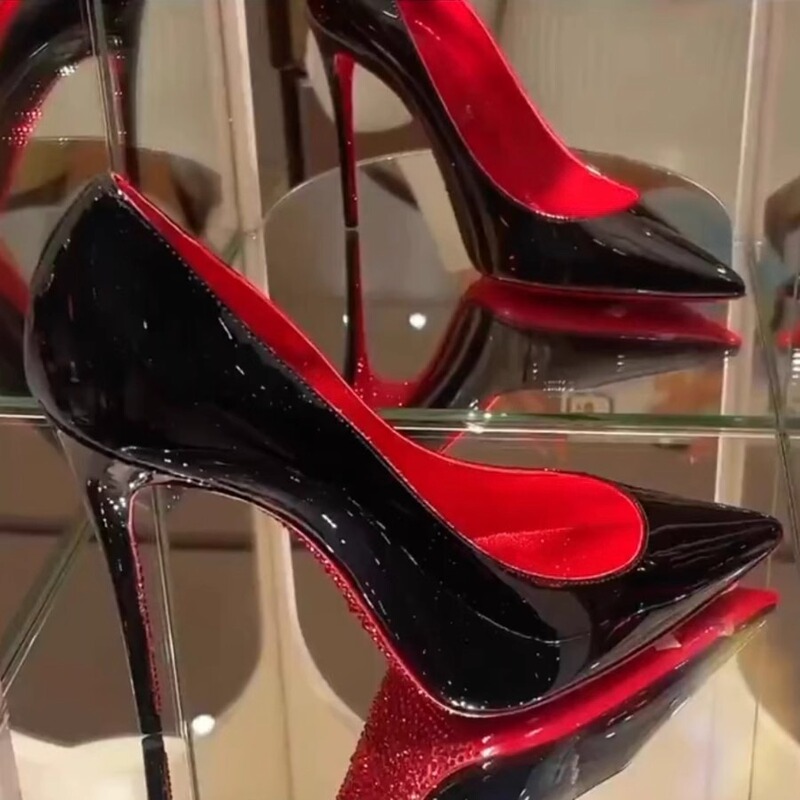 High Heels Bed Sex Shoes Women's Stiletto Heel 2023 New Autumn Black 10cm Sexy Pointed Single Shoes