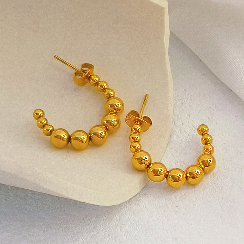 Stainless Steel Material 1 Pair Simple Style C Shape Plating Stainless Steel 18k Gold Plated Ear Studs