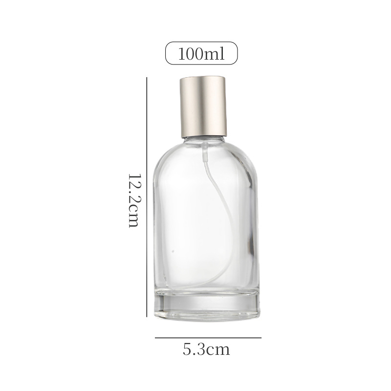 Envase de perfume vacío, botella de spray de alta gama, botella de perfume recargable de vidrio transparente de 30 ml, sensación de alta gama, listo para venta al por mayor.