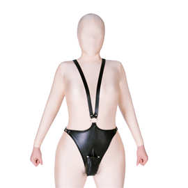 男士性感连体内裤可打开鸟巢束缚情趣性感臀裤双肩背带裤奴调教衣