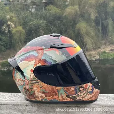 Motosiklet kaskı (dəbilqə) — Vehicle Helmet, Motorcycle Helmet - dunhuang-with-black-mirror-headphone-slot-universal-for-all-seasons-s-head-circumference-52-53-weight-45kg-or-less