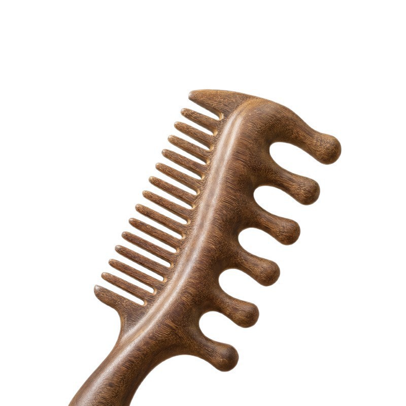 Sandalwood Meridian Massage Comb Wide Thick Teeth Double Sided Scalp Care 10-15cm specifications
