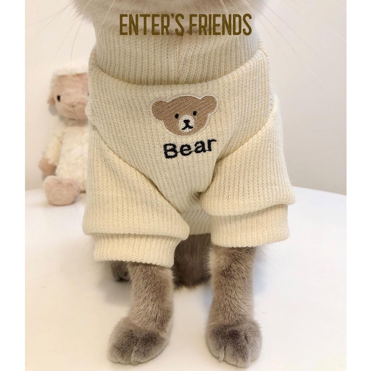 고양이 겨울옷 기모 후드티 귀여운 카툰 강아지·고양이 보온 의류