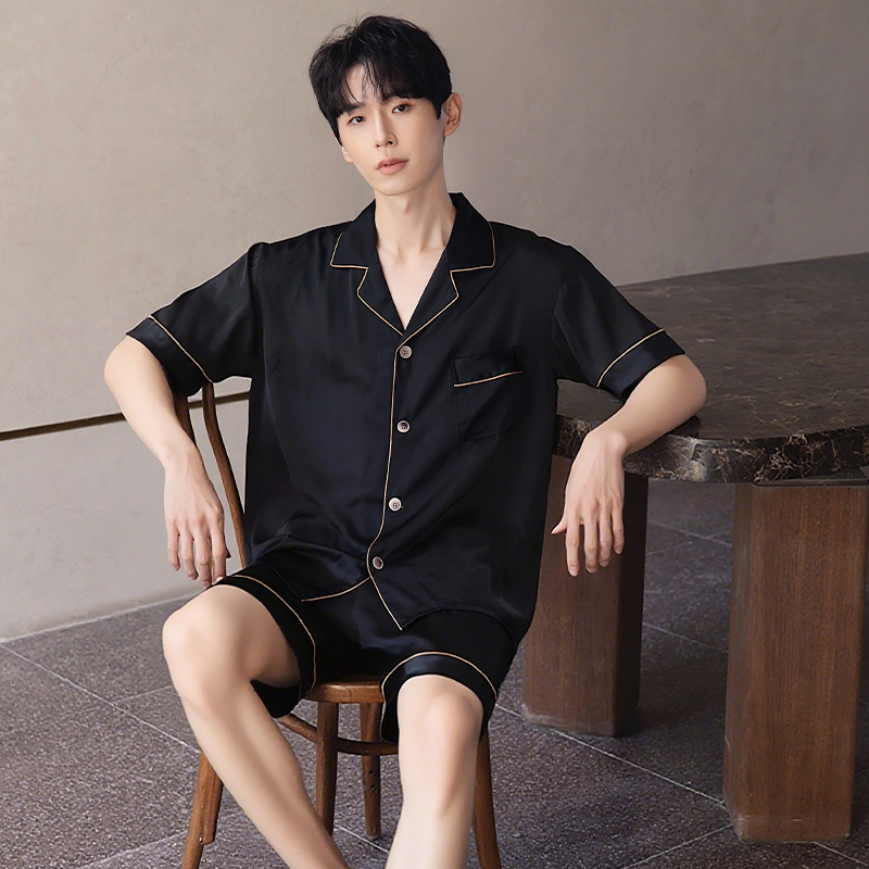 Pajamas for Men, Summer Ice Silk Short-Sleeved Shorts Suit, Plus Size Youth Home Clothes, Outer Wear, Wholesale Live Broadcast Hot Style Pajamas for Men, Summer Ice Silk Short-Sleeved Shorts Suit, Plus Size Youth Home Clothes, Outer Wear, Wholesale Live Broadcast Hot Style
