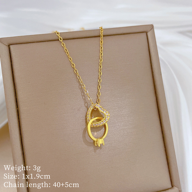 [Acero de titanio] Anillo de amor Exquisito y ligero, temperamento de lujo, hermoso collar de diamantes, cadena de clavícula de todo fósforo femenina, cadena de acero de titanio image 6