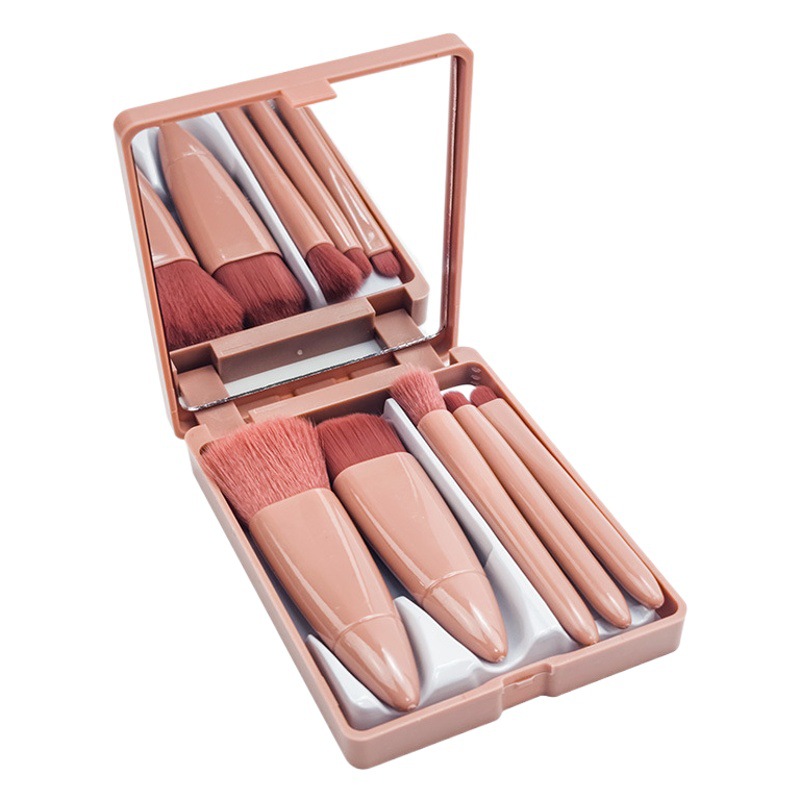 MINI pequeño espejo caja de almacenamiento portátil de maquillaje cepillo fuente de fábrica Caja de espejo de 5 piezas cepillo de viaje