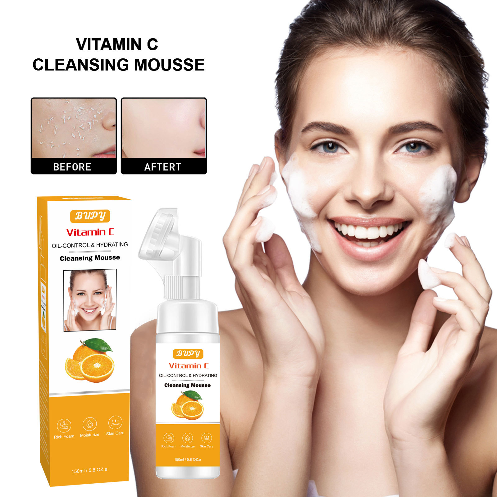 C Mousse Vitamin foam Facial Moisturizing Skin Cleansing Two in One Amino Acid VC Cleanser  leansg  Amo V leanser  2024_voghion.com