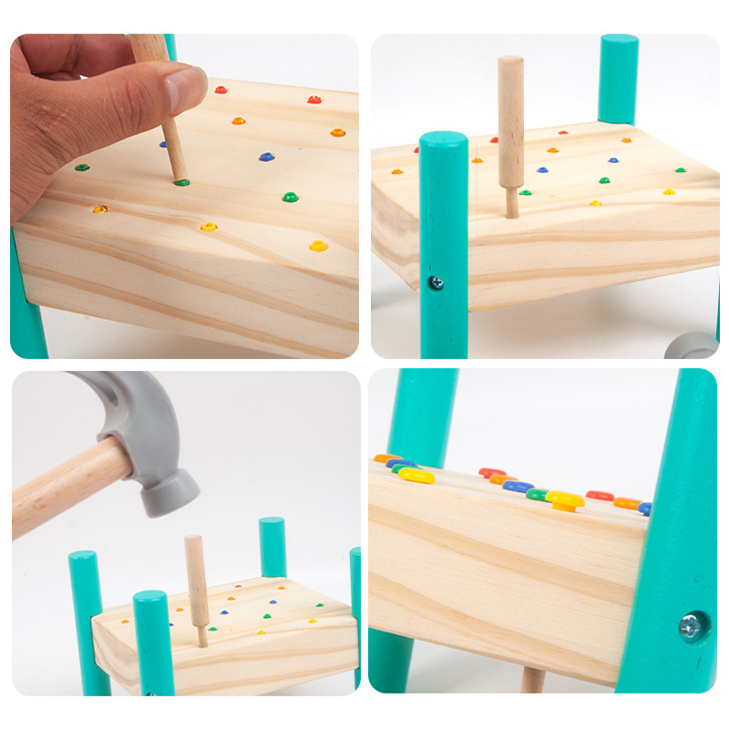 Mesa de tapping de cinco colores de madera educación temprana para niños tocando juguete material didáctico entrenamiento coordinación mano-ojo Montessori