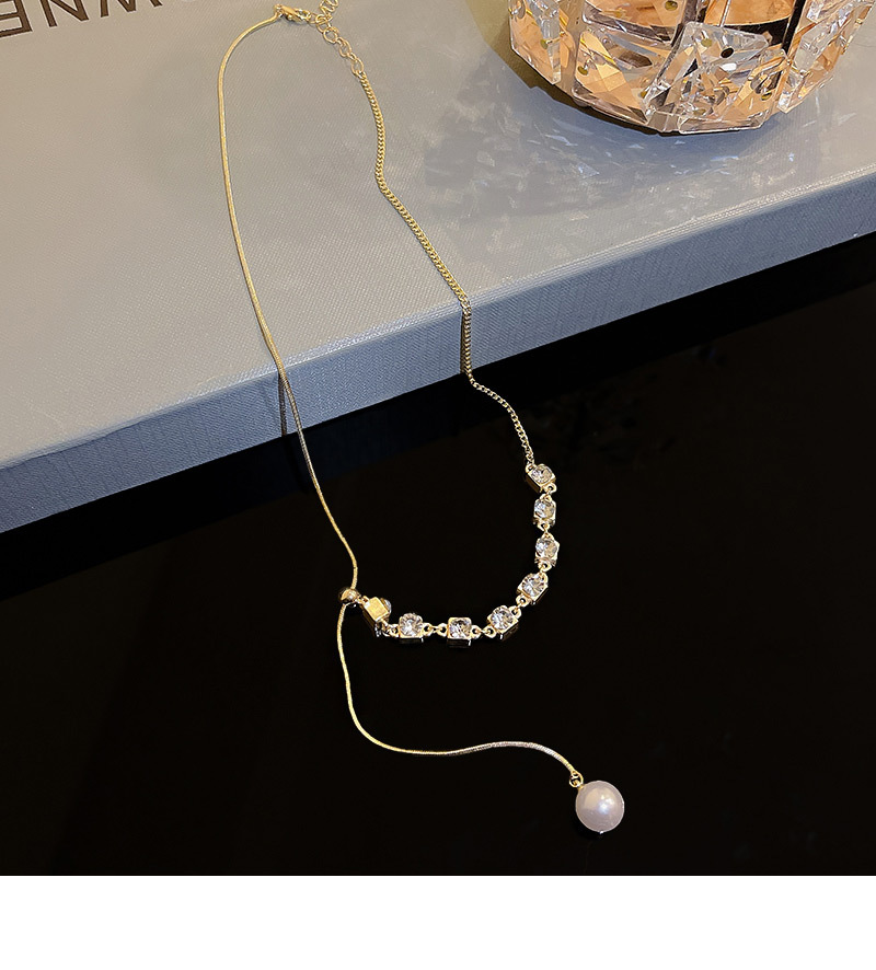 Fashion Geometric Alloy Inlay Artificial Pearls Rhinestones Womenu0027S Necklace 1 Piece