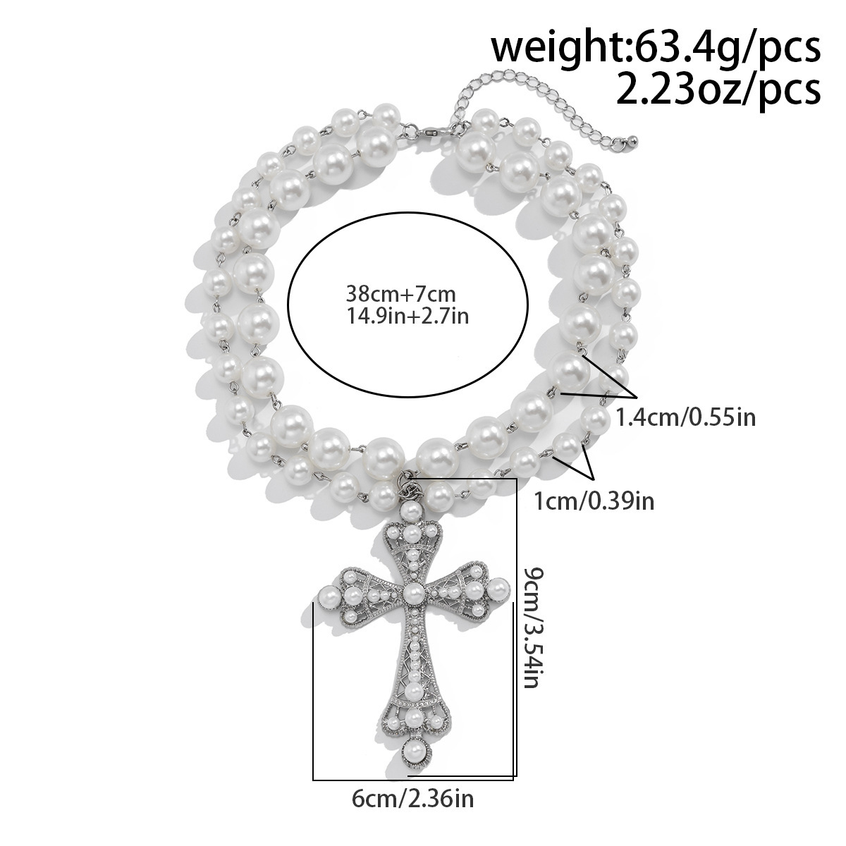 Women's Gender Simple Style Classic Style Cross Imitation Pearl Alloy Wholesale Pendant Necklace