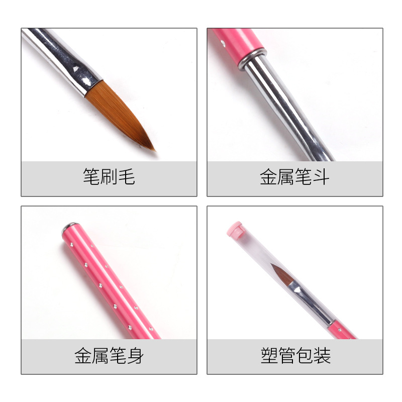 Suministro directo transfronterizo arte de uñas pluma de cristal tallada extensión de uñas pluma de cristal estrellado diamante titular de la pluma paquete único