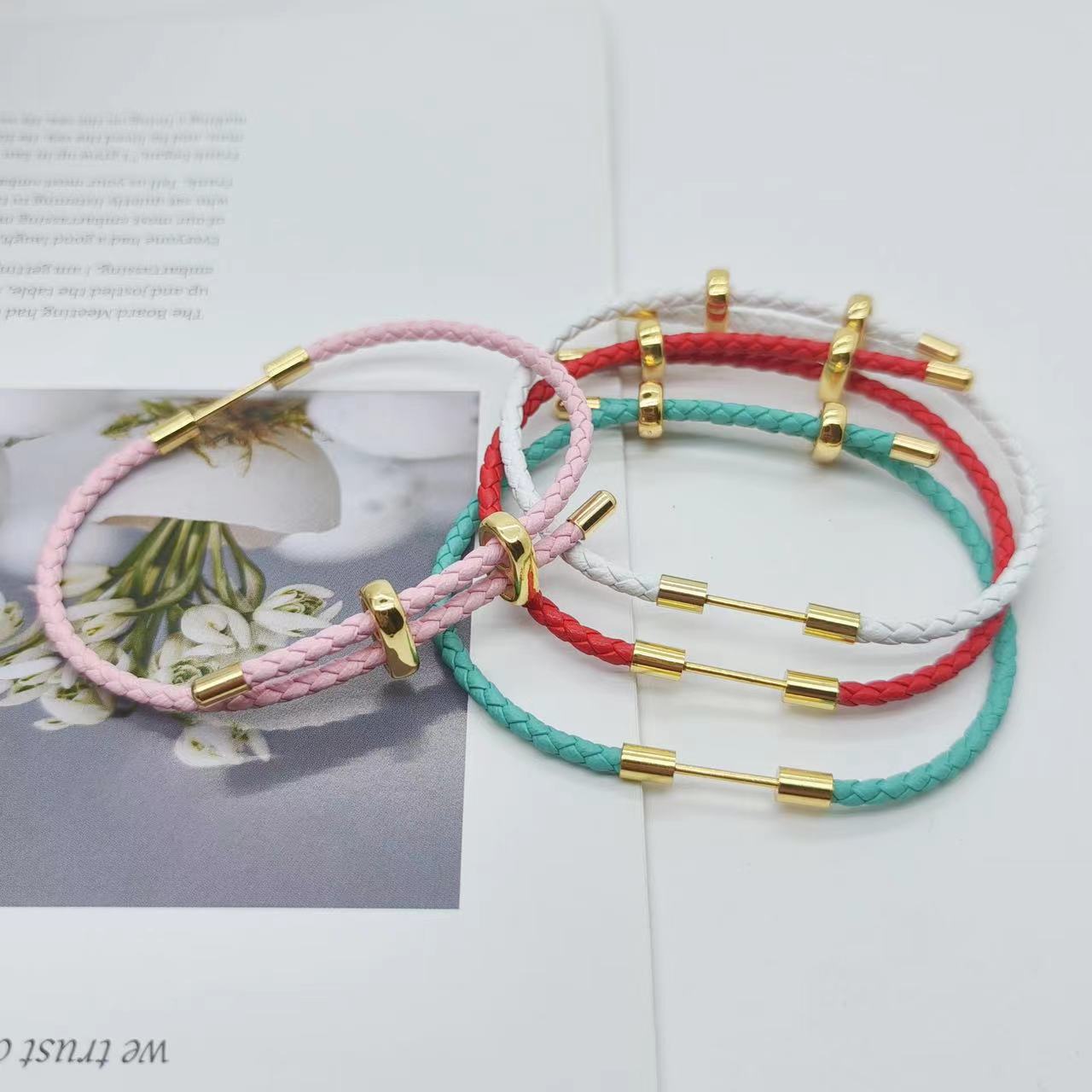 Two-way Adjustable 3MM Leather Rope Screw Pearl Needle DIY Hand Rope Handmade Jewelry Copper Color-preserving K Gold Accessories Week
