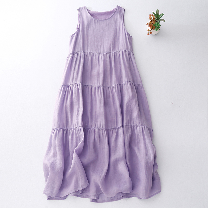 in stock Real Shot Lilac Purple Vesette Skirt Women's Summer Slim Japanese Style Puffy Skirt Cake Skirt Sleeveless dress New Style