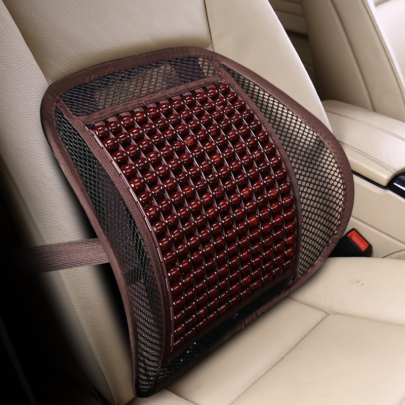 Universal Car Seat Cushion Summer Cool Pad Single Wood Bead Breathable (Seat cushion, seat cover) - wine-red-lumbar-support-maple-wood
