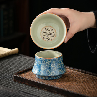 Ru Kiln Tea Leakage Kung Fu Tea Filter Ceramic Fairness Cup Accessories Filter Screen Tea Partitor Tea Rack Kung Fu Tea Set