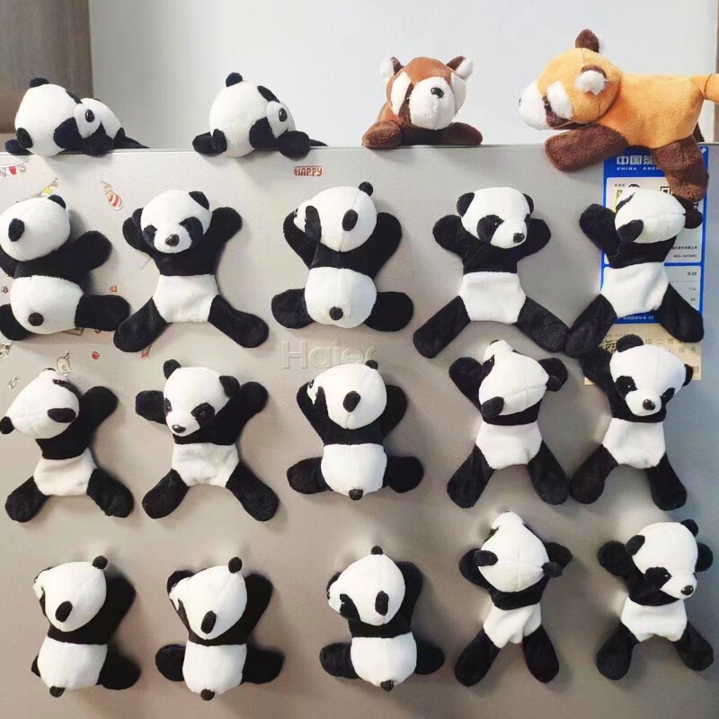 Creative plush toy lying cute panda refrigerator stickers Sichuan Chengdu cultural and creative base surrounding tourist souvenirs