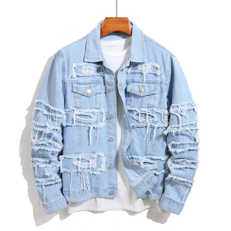 European and American Spring and Autumn New Denim Jacket Men's Trendy Street Youth Slim Casual Jacket Top