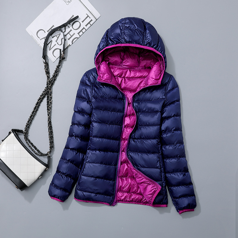 2024 Winter Reversible Lightweight down Jacket Women's Short Ultra-Lightweight Ultra-Thin Reversible Mom Plus Size Plus Size