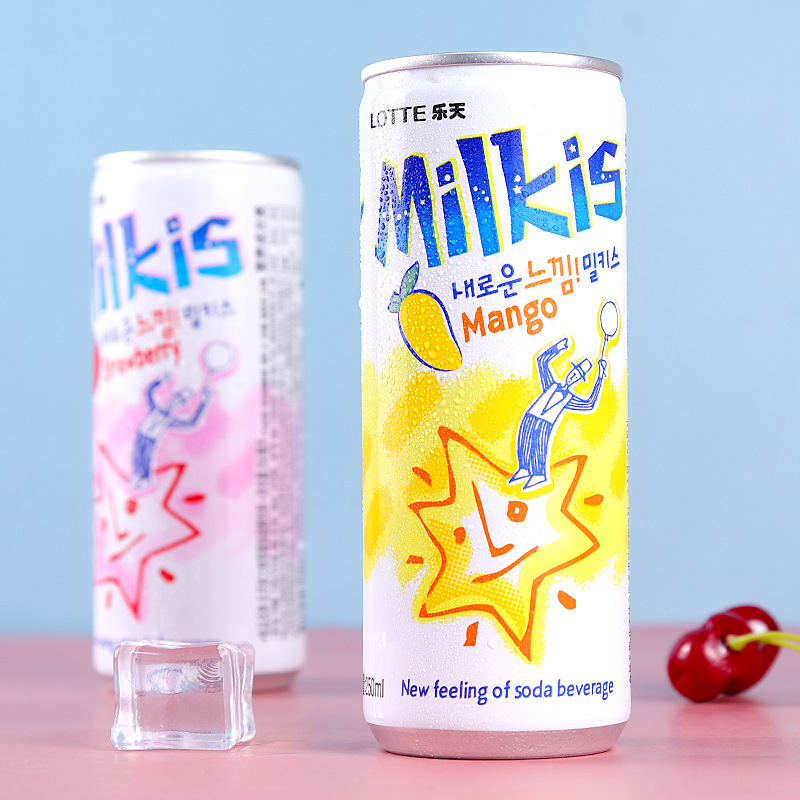 Lotte Miracle Kiss milky carbonated drink 250ml*30 cans Korean Miracle Kiss milky beverage whole box wholesale