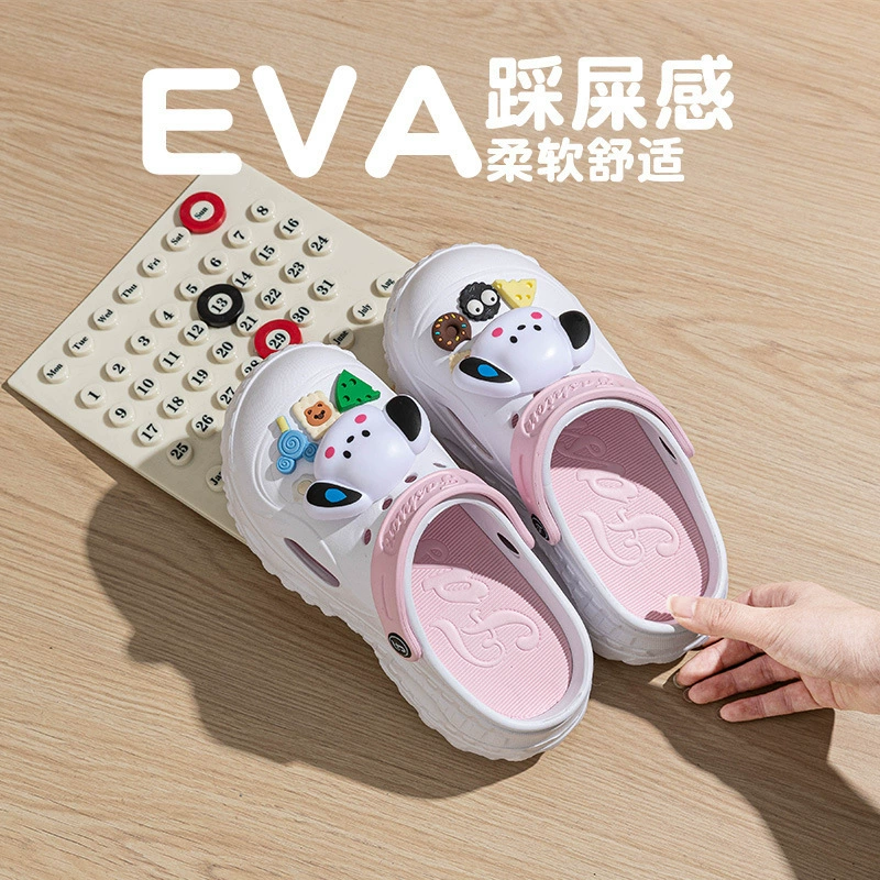 Женские пляжные босоножки 2025 New Pacha Dog Cartoon EVA на толстой съемной подошве, увеличивающие рост, нескользящие, закрытый носок