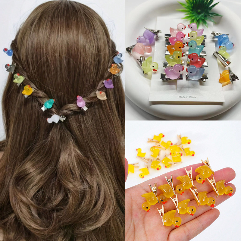 Cross-border Amazon Luminous Yellow Duck Hairpin Mini Cute Creative Hairpin Selling Cute Duck Cartoon Braid