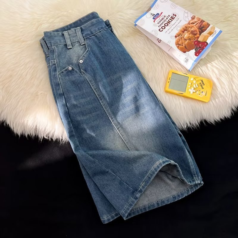 Retro Washed Denimshorts Herren Japanische Splicing Sommershorts_voghion.com