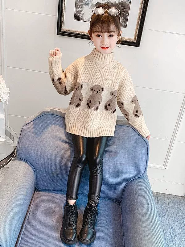 Детская нижняя рубашка для девочек свитер 2023 новая зимняя одежда