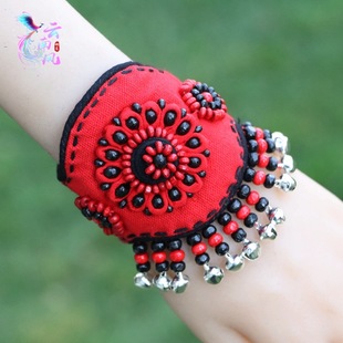 Ethnic Style Handmade Fabric Bell Bracelet, Literary and Artistic Dance Female Retro Wristband Hand Jewelry, Personalized Travel Companion Gift