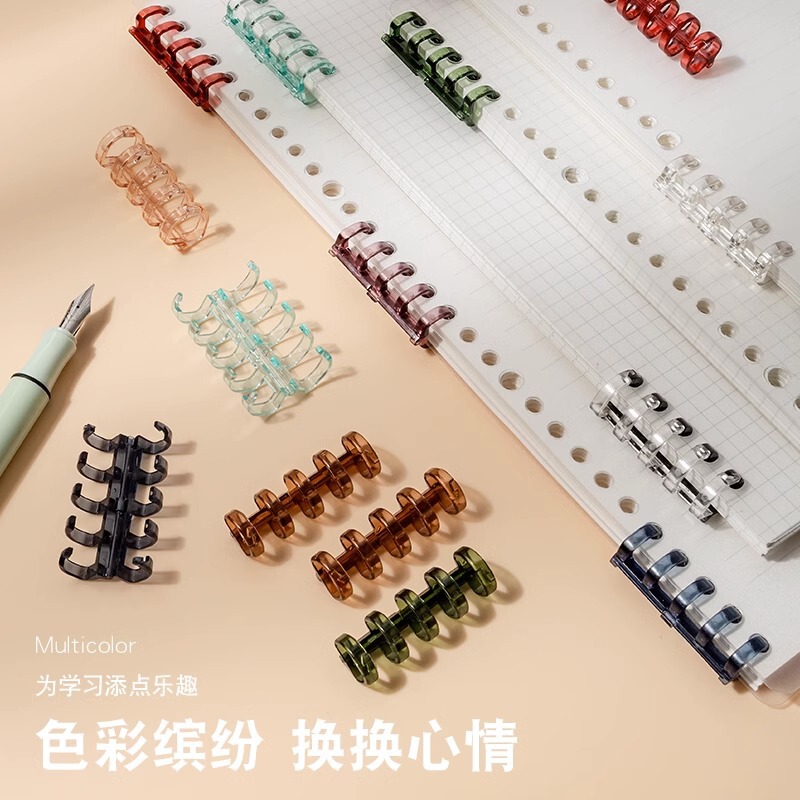 5穴バインダーバックルクリップリングDIY取り外し可能な自家製コイルバインディングクリップストリップカバーパンチング|undefined