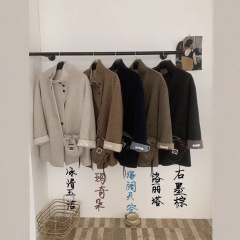 2025年新款立领中长款双面羊毛秋冬小个子斜包包高级感毛呢外套潮