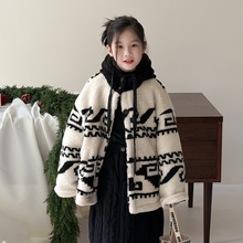 末小蒙童毛毛衣2025冬季韩版女童羊羔绒夹棉加厚外套儿童保暖上衣