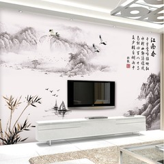 Gs8831中国風山水画壁貼り自己接着寝室客間貼り画テレビ背景装飾品シール壁紙