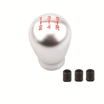Car Universal 5-gear 6-gear manual gear shift head new drop-shaped personalized gear aluminum alloy modified stick head (Cab and accessories) - silver-5-speed